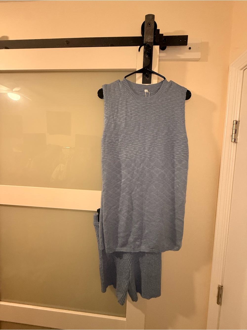 Sleeveless Knit sleeveless Top and short set in Light Blue